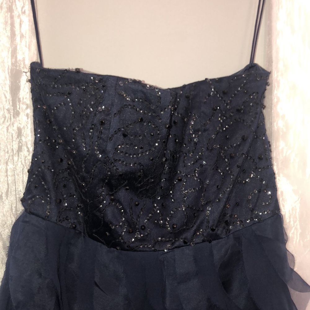 Alice + Olivia Silk Beaded Corset Ruffle Skirt Strapless Mini Fit Flare Dress 6 - Picture 6 of 13